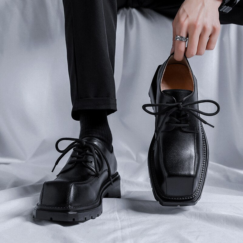 Oksu Contrast Sole Square Toe Shoes | Streets of Seoul | Men’s