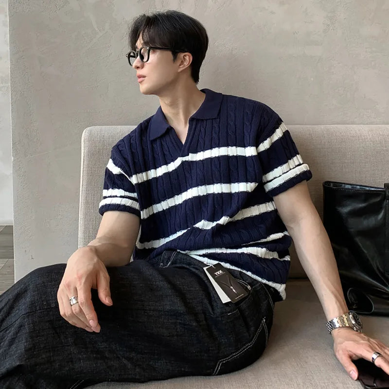 Open Collar Short Sleeve Polo Knit