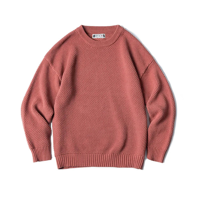 Popcorn Knit Crewneck Sweater Coral S