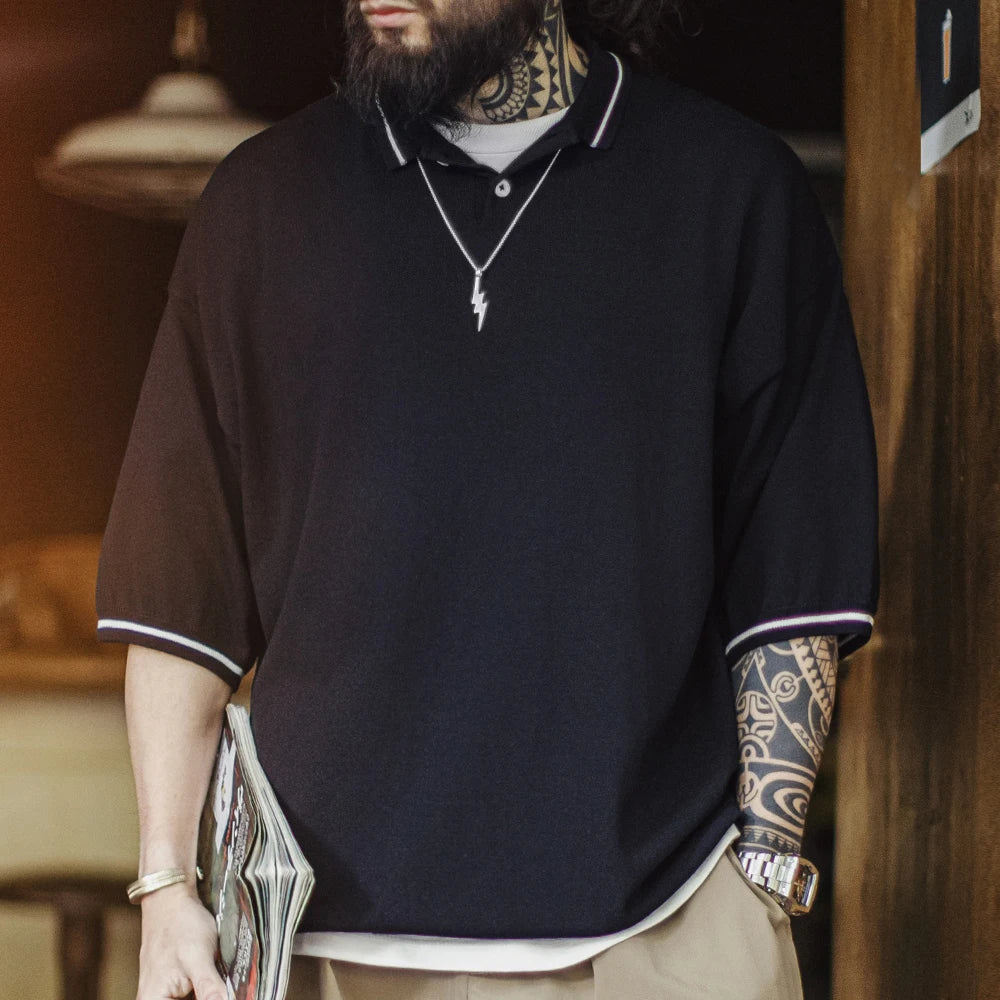 Preppy Knitted Polo Shirt