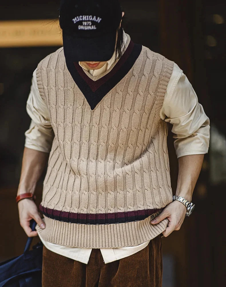 Retro Style V-Neck Sweater Vest