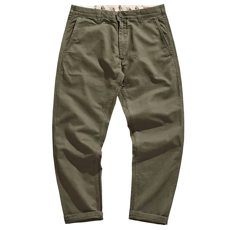 Retro Woven Twill Tapered Chinos