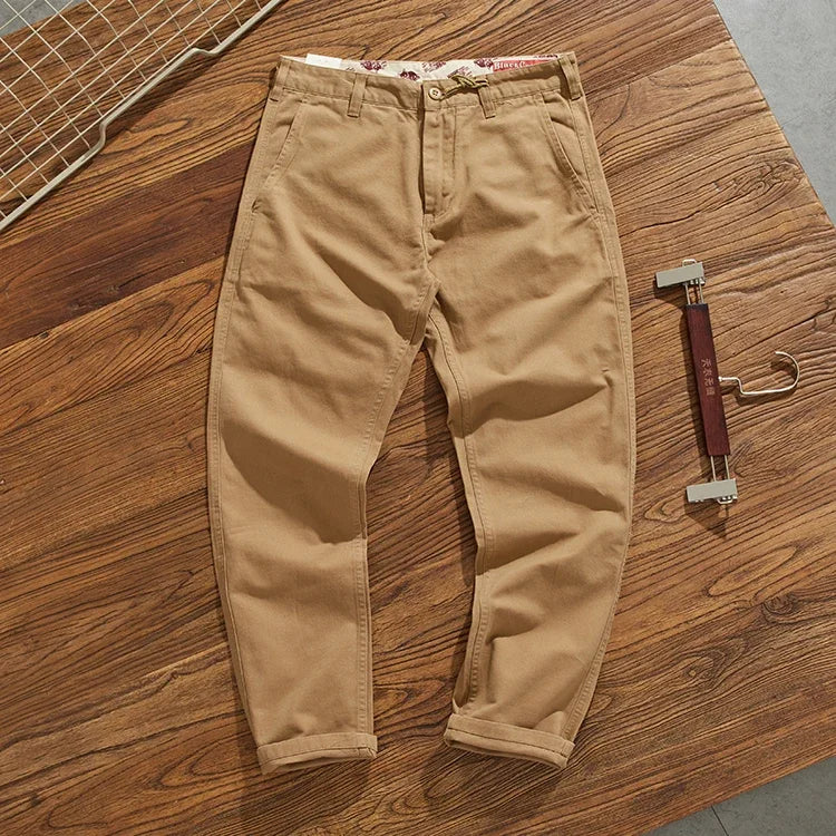 Retro Woven Twill Tapered Chinos