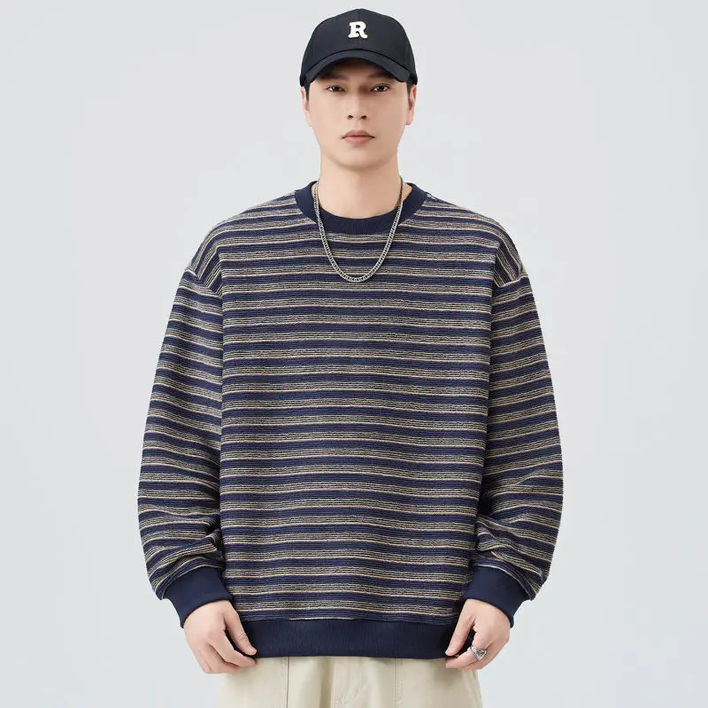 Reverse Knit Stripe Sweatshirt
