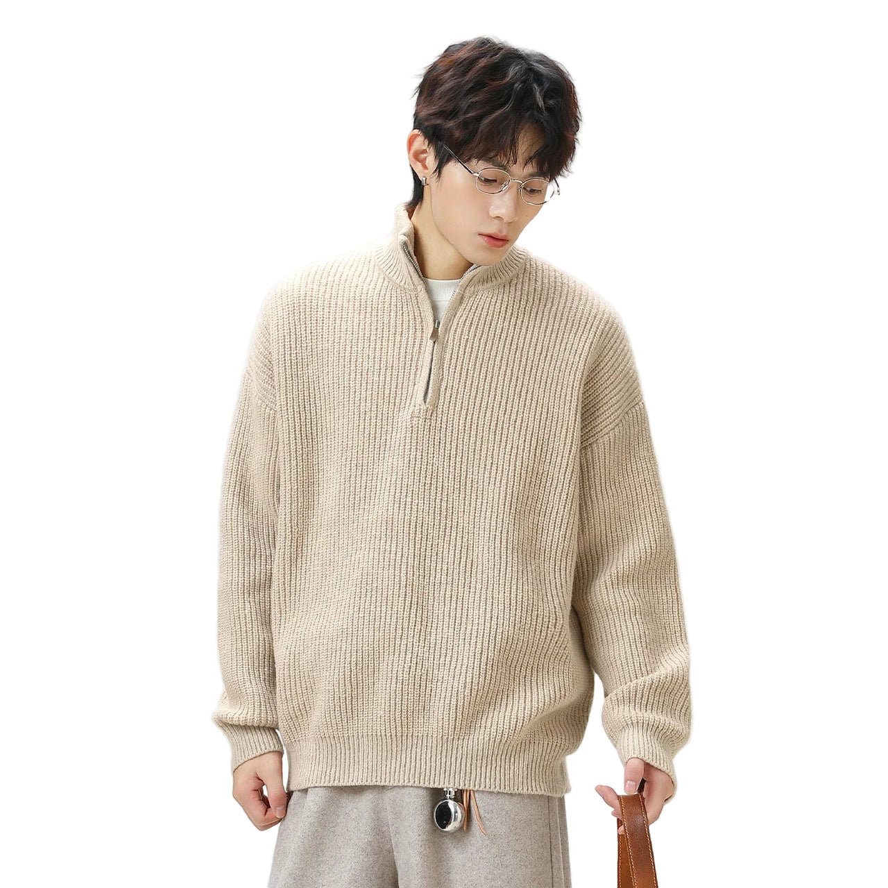 Rib Knit 1/4 Zip Sweater