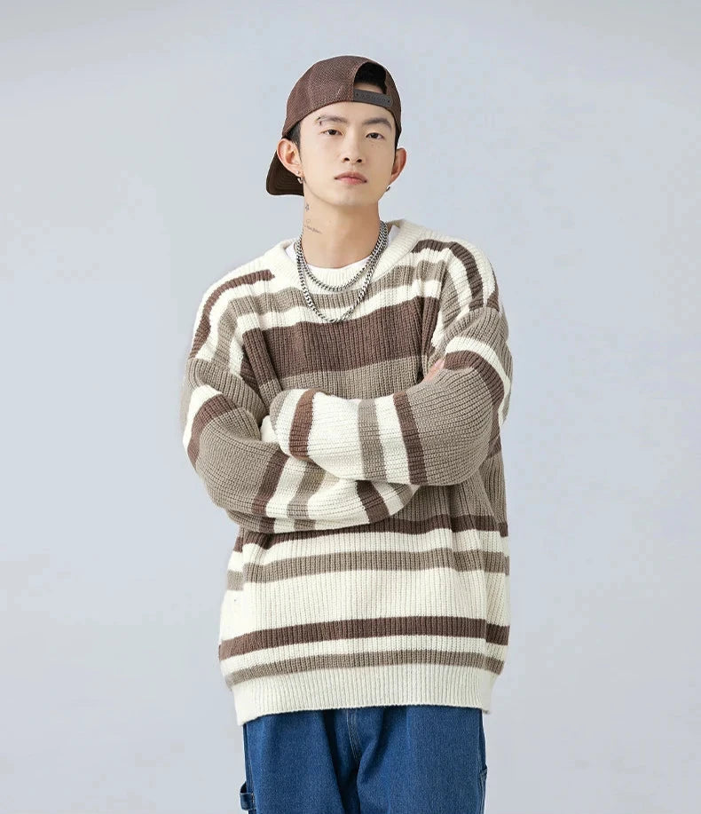 Rib Knit Stripe Knitted Sweater