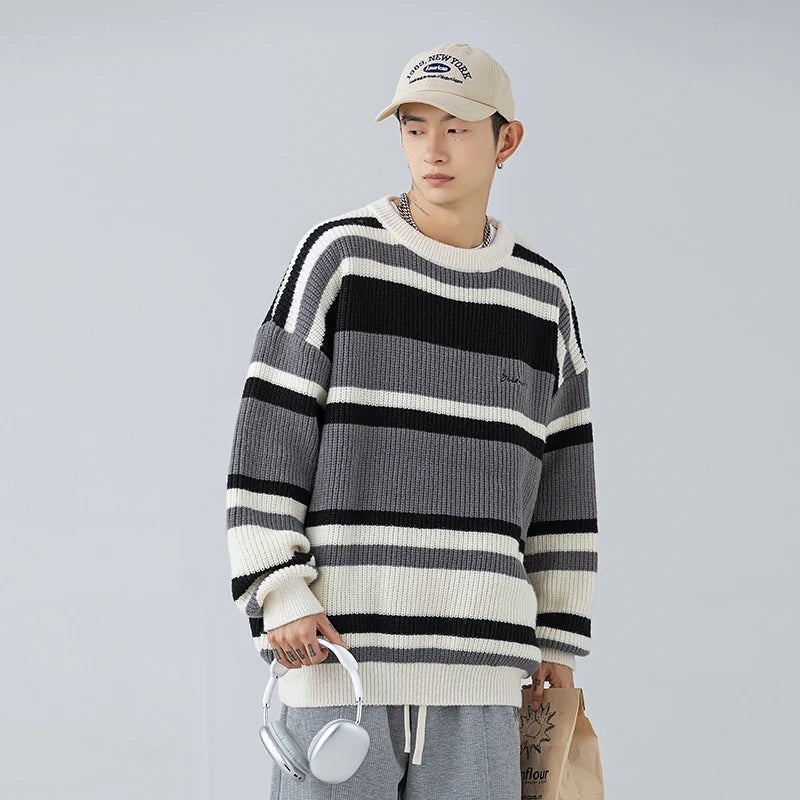 Rib Knit Stripe Knitted Sweater