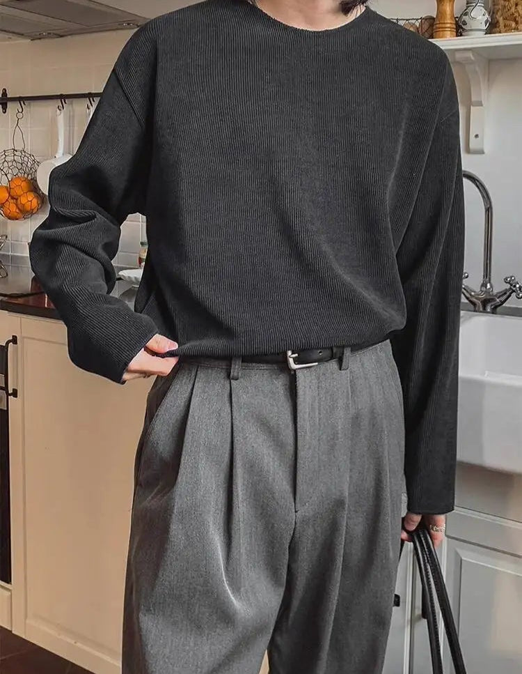 Rib Texture Long Sleeve Top