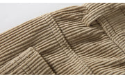 Close-up of beige corduroy fabric texture