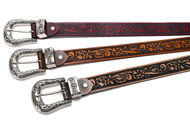 Seongsu Embossed Leather Western Belt