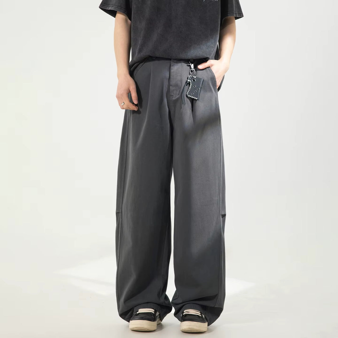 Structured Pleat Wide Leg Trousers