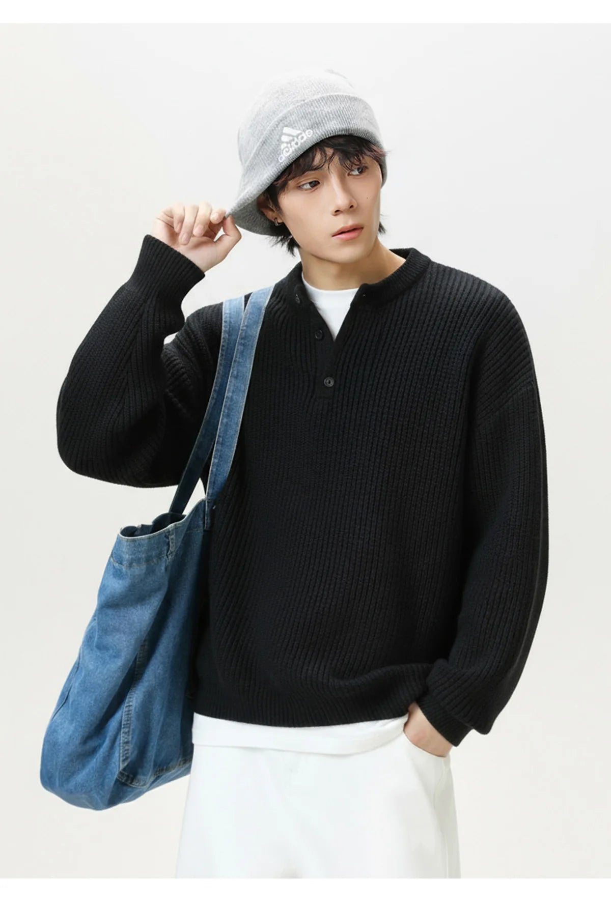 Rib Knit Henley Sweater