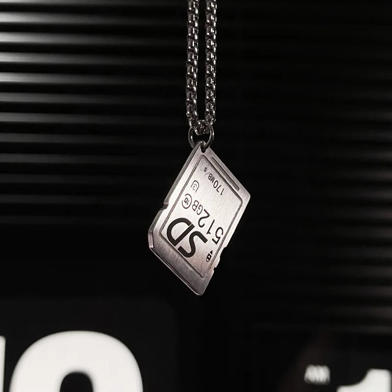 SD Card Memory Card Pendant Necklace