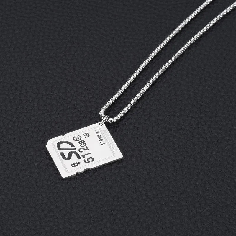 SD Card Memory Card Pendant Necklace