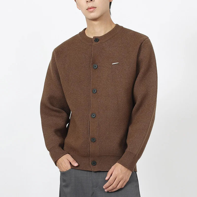 Heavyweight Crew Neck Knitted Cardigan