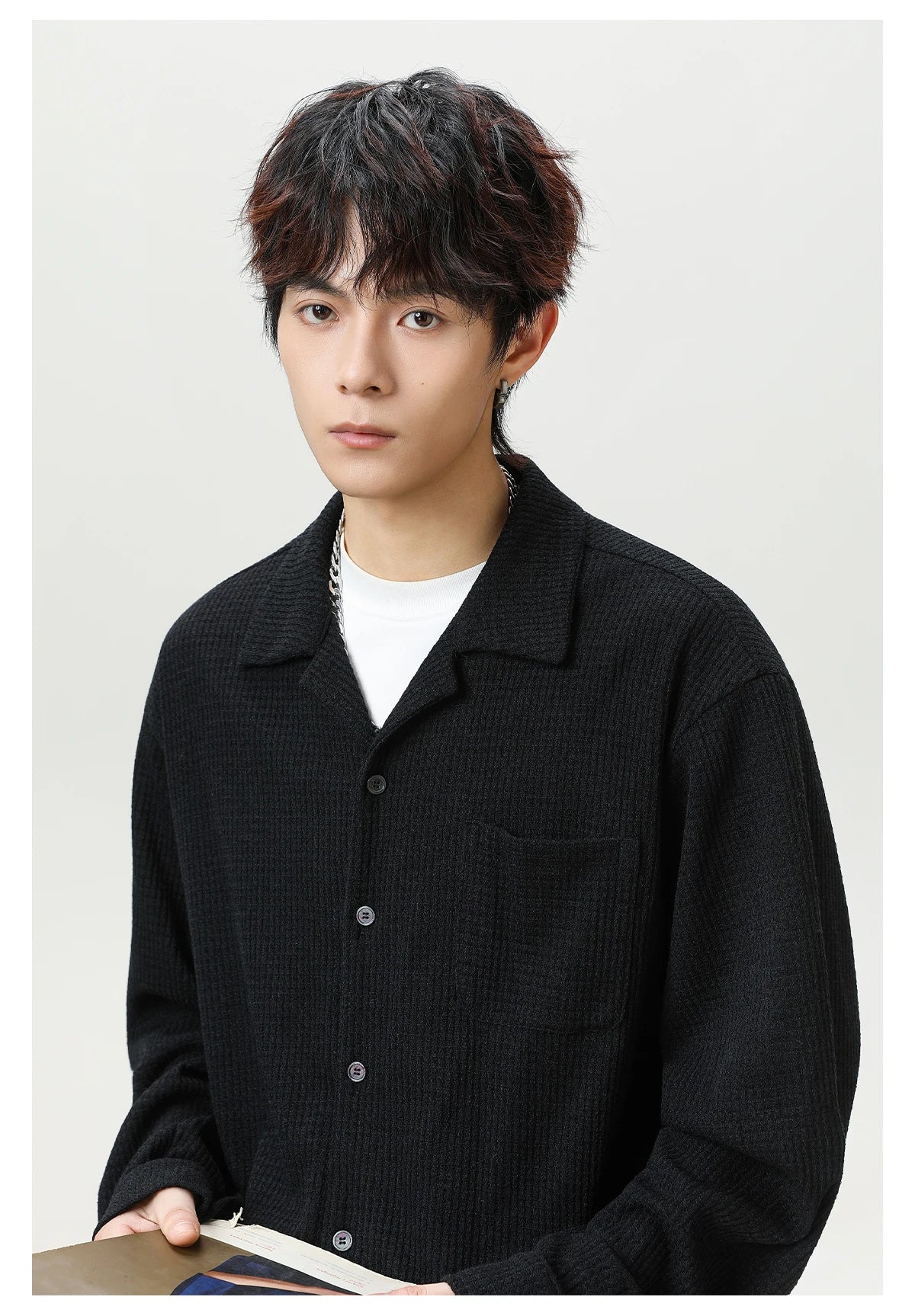 Grid Knit Cuban Shirt