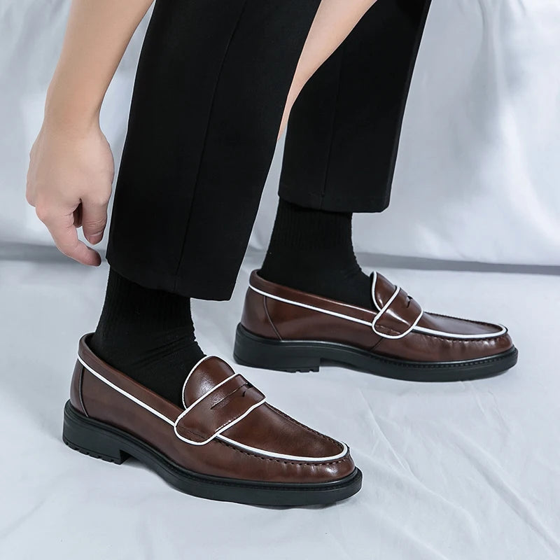 Samjuk Monochrome Sleek Penny Loafers | Streets of Seoul | Men's