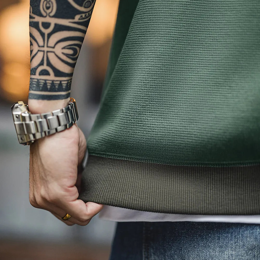 Waffle Texture Pocket Sweatshirt