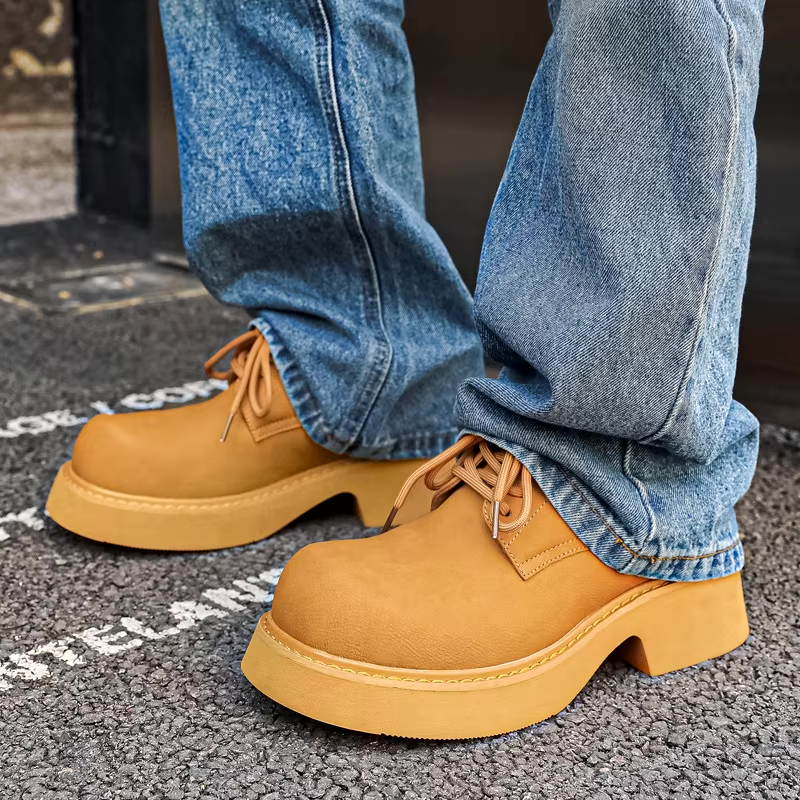 Okcheon Matt Black Chunky Lace Up Shoes | Streets of Seoul | Men's