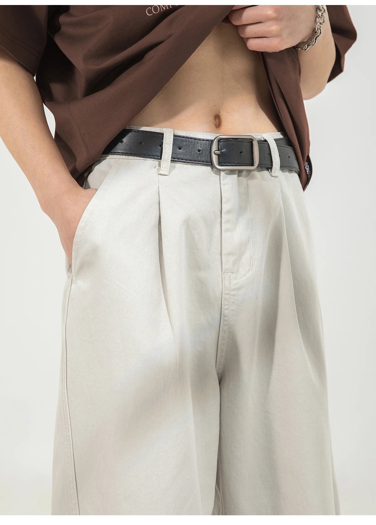 Structured Pleat Wide Leg Trousers