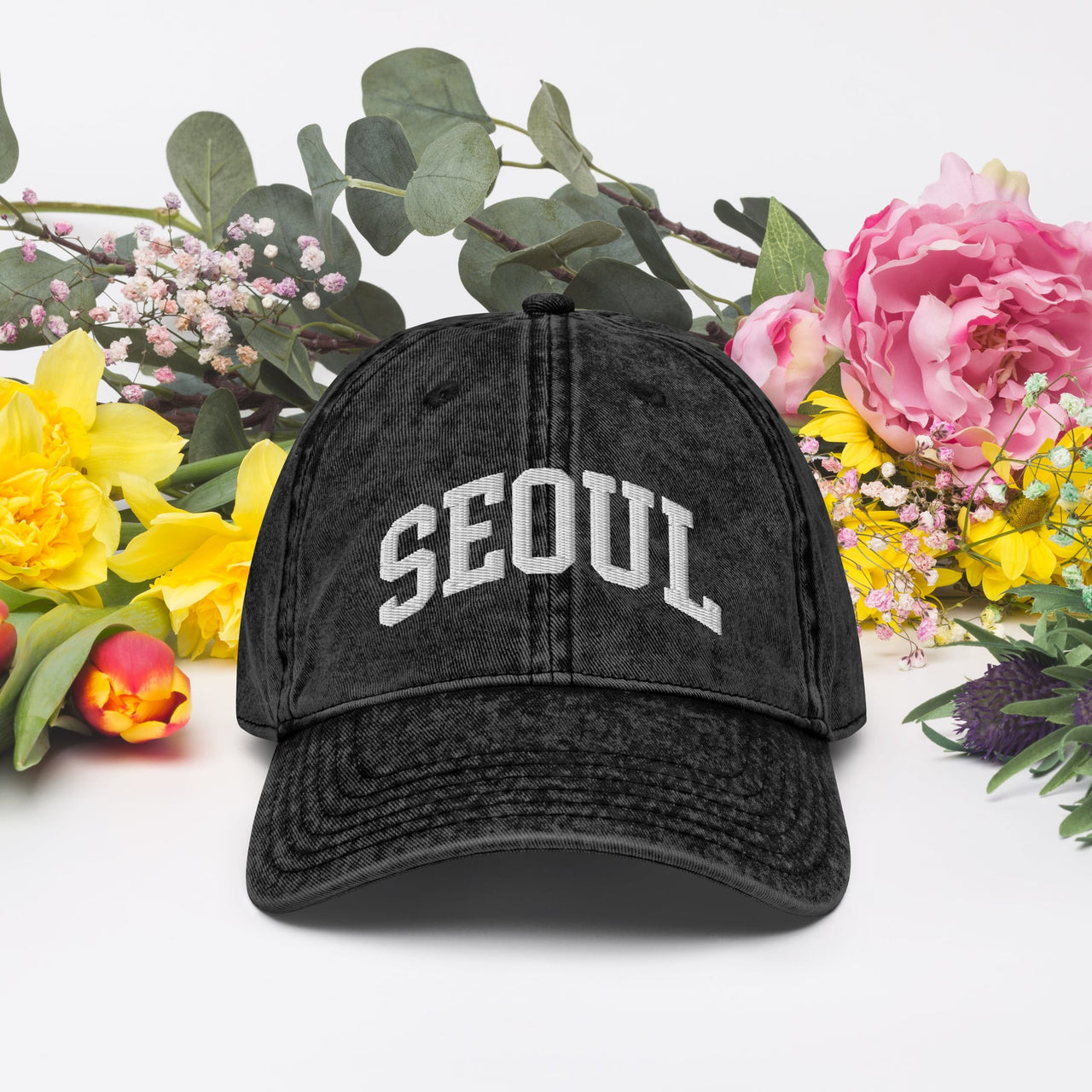 'Seoul' Cities College Arc Embroidered Vintage Hat