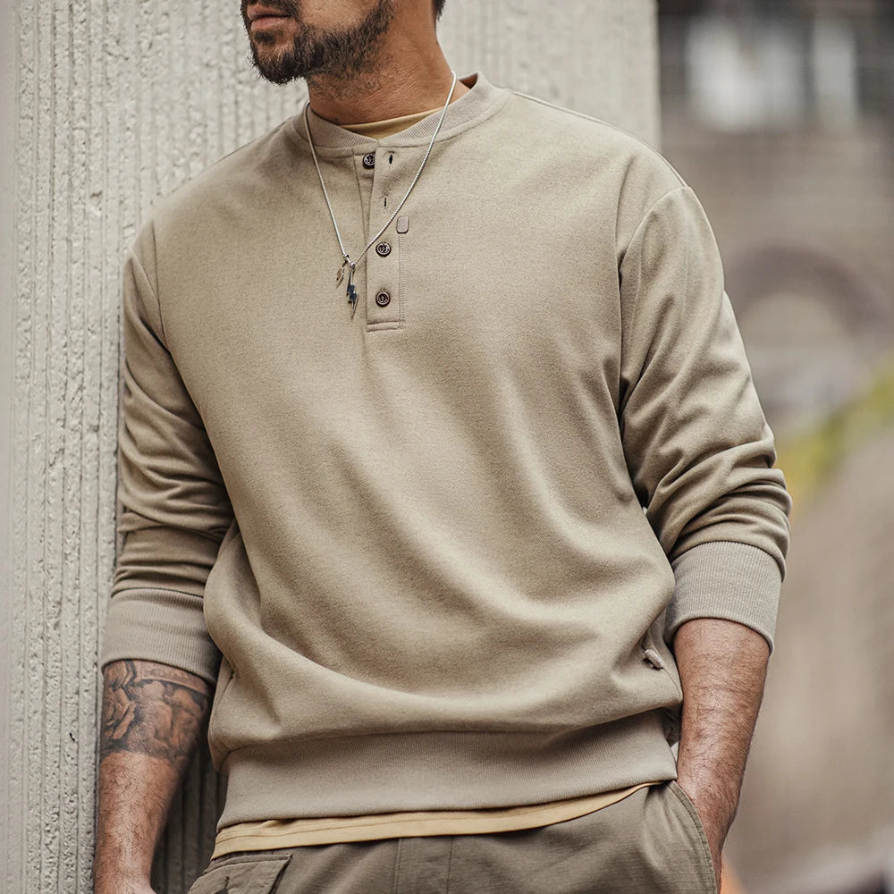 Clean-fit Henley Sweatshirt