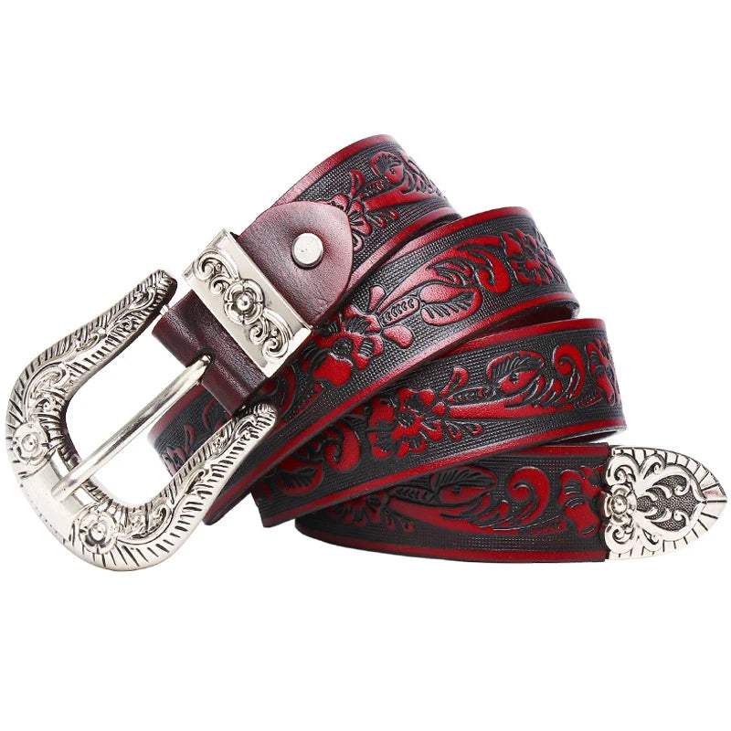 Seongsu Embossed Leather Western Belt
