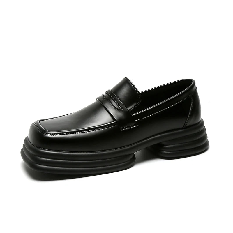 COS Black Leather Loafer Shoes Geometric Block Heel SlipOn