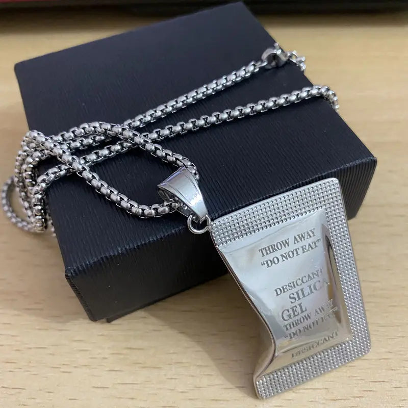 Silica Gel Pack Card Pendant Necklace