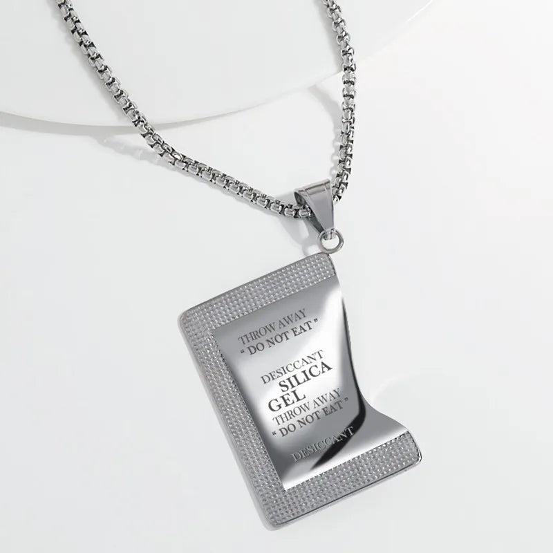 Silica Gel Pack Card Pendant Necklace