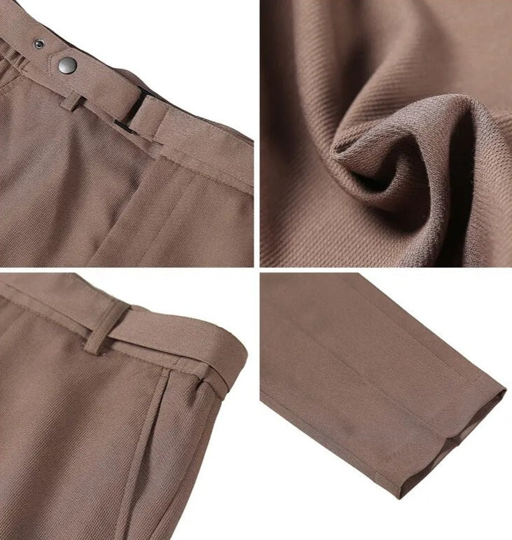 Slim Fit Ankle Length Belted Smart Trousers | Streets of