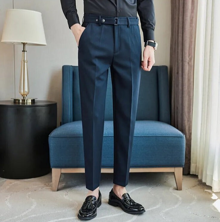 Men's Pants Korean Fashion Slim Fit Business Casual Long Trousers Summer  Size D