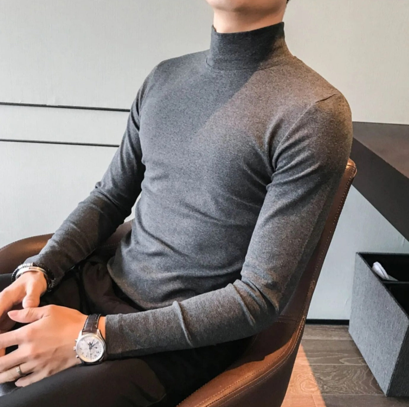 Fitted turtleneck clearance mens