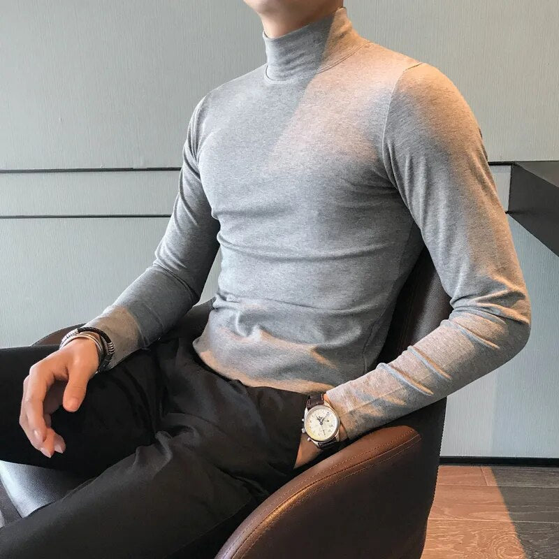 Stretch Jersey Fitted Turtleneck Streets of Seoul Men s Korean