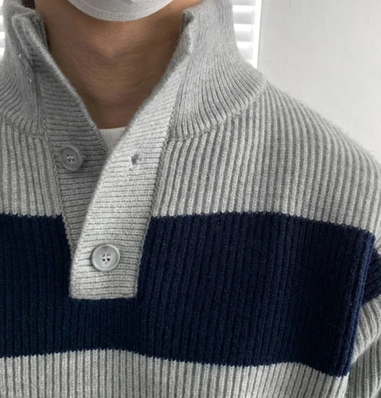 Stripe Rib Knit Pullover Sweater