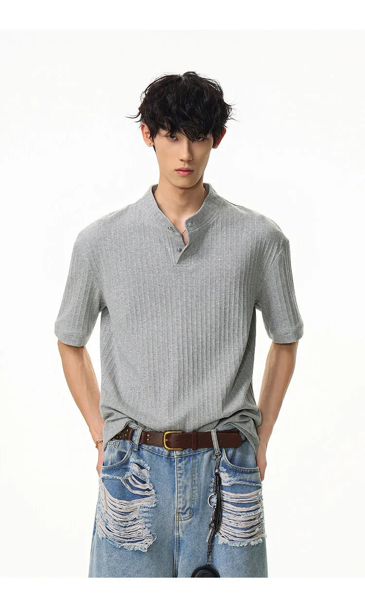 Structured Rib Henley Tee