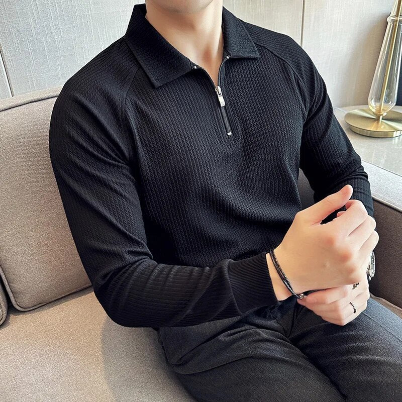 02201 Men pullover long sleeve shirt korean fashion high quality