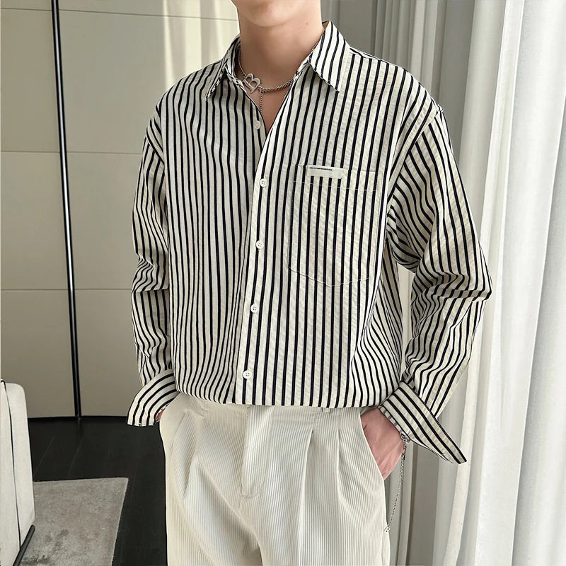 Textured Long Sleeve Stripe Shirt