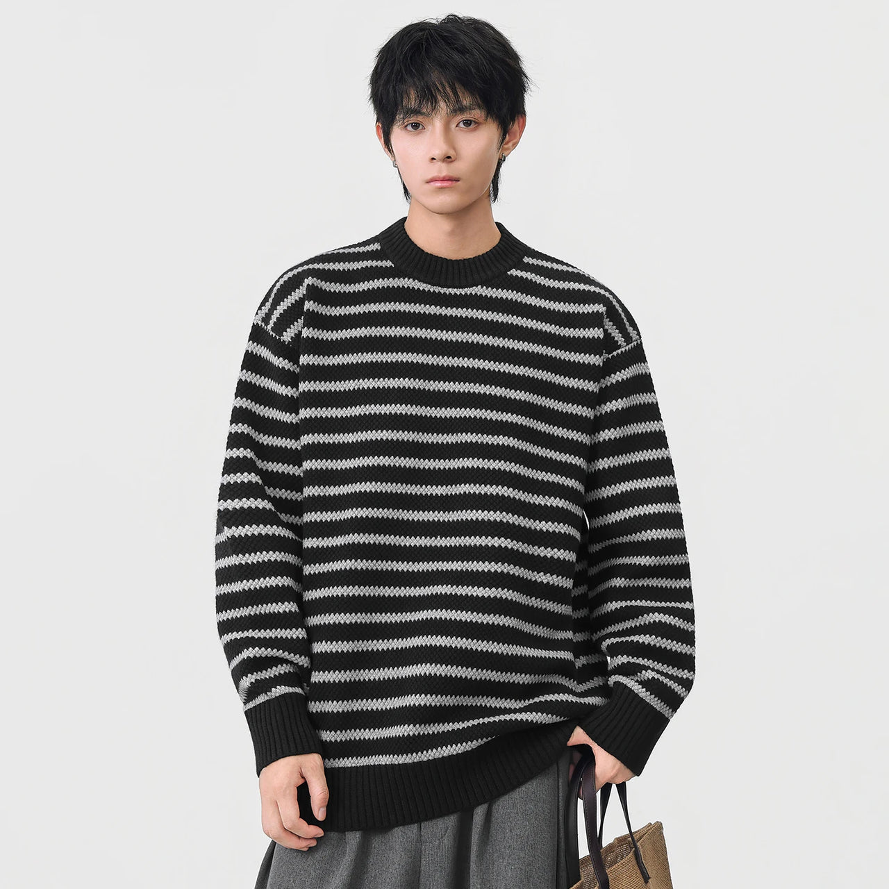 Textured Stripe Crewneck