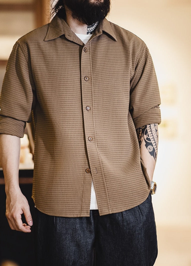 Wrinkle-resistant Waffle Texture Shirt | Streets of Seoul | Men's