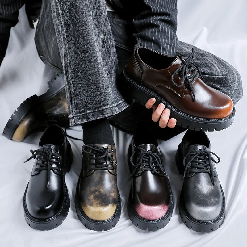 Yangcheon Rub off Lug Sole Derby Shoes