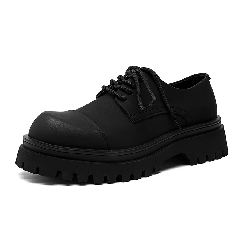 靴 Y2K jking black derby shoes mode Yangji Matt Black Toe Cap Chunky Derby Shoes | Streets of Seoul