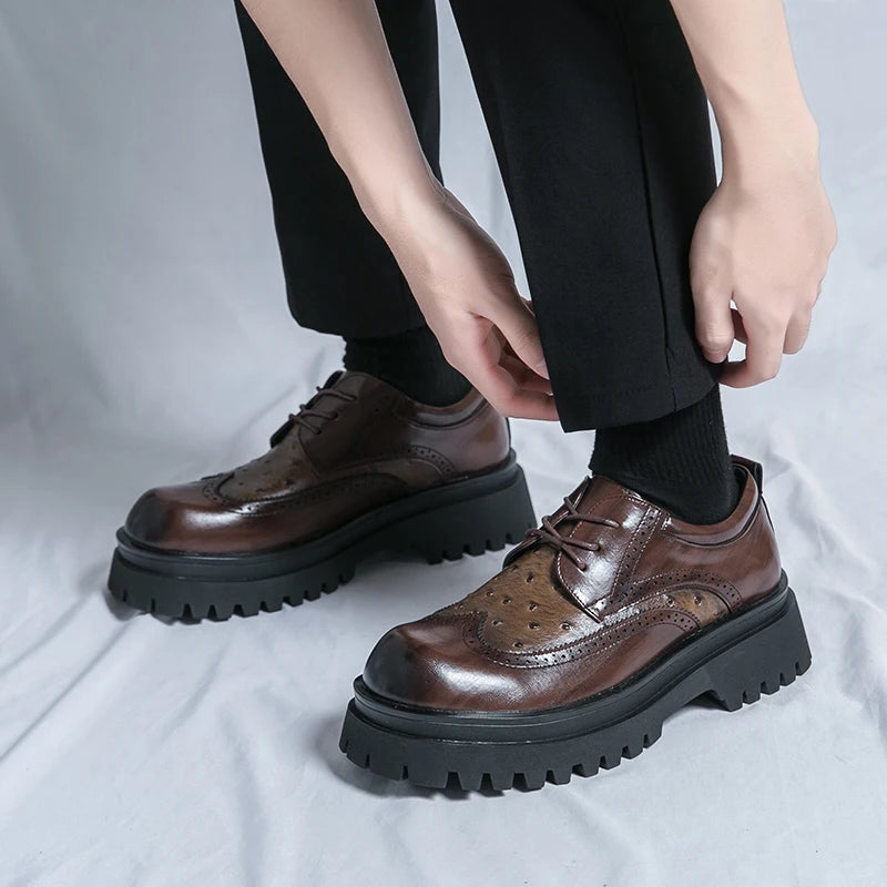 chunky men dress shoes Black with an Edge. HolloMen Men's Luxury Black Derby Shoes. Classic Derby sophistication redefined with a bold chunky sole perfect for who want their fall formal style to stand stronger. # Whether youre attending a business meeting in New York Moschino Men's Leather Lug Sole