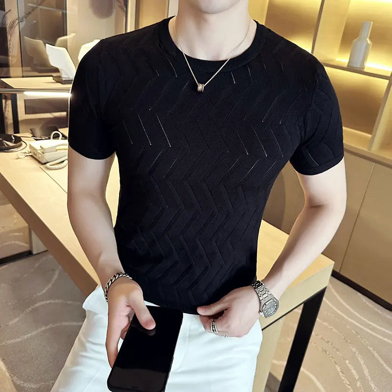 Zig-Zag Knitted T-Shirt | Streets of Seoul | Men's Korean