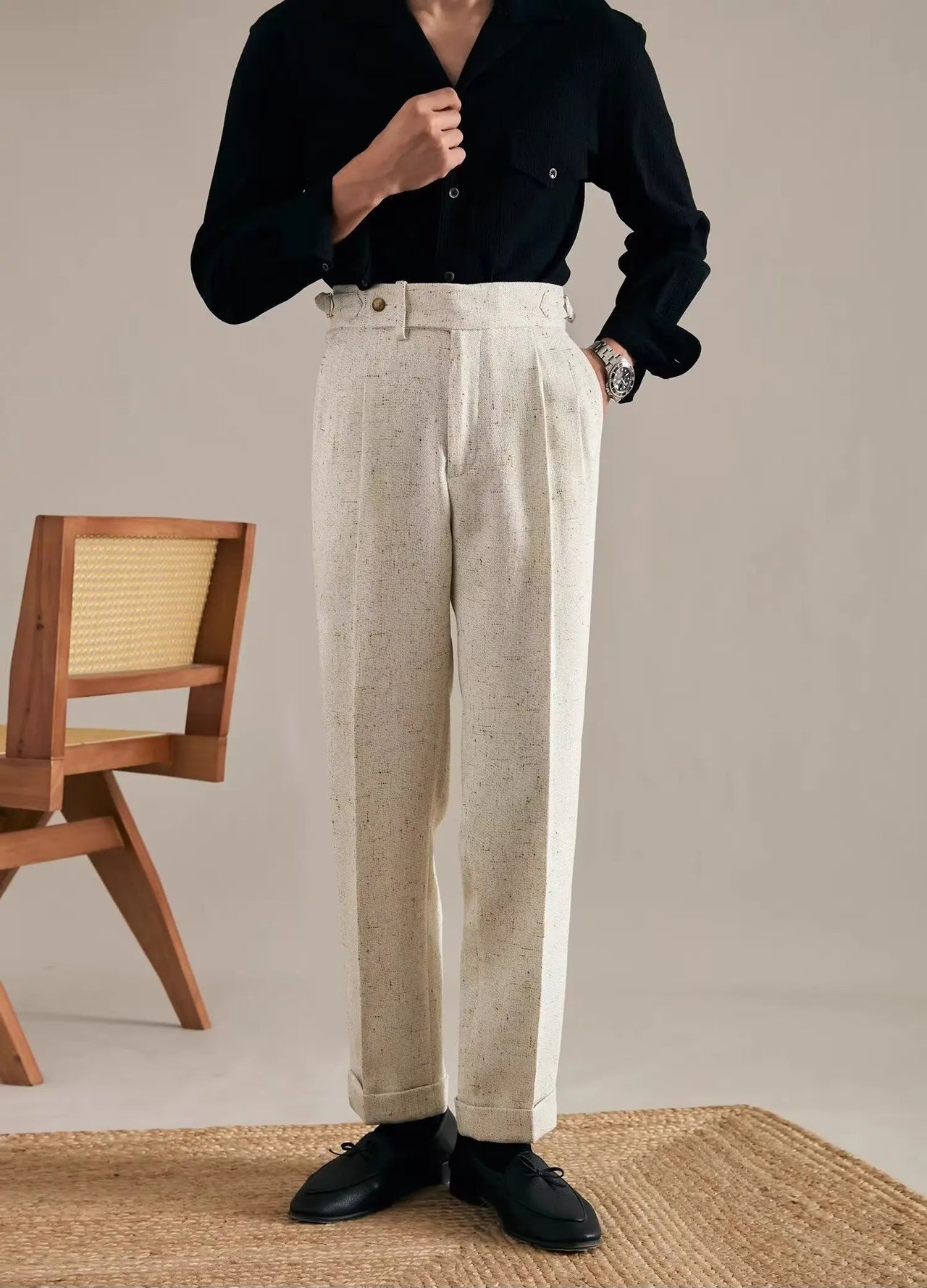 Classic Linen Pleated Trousers