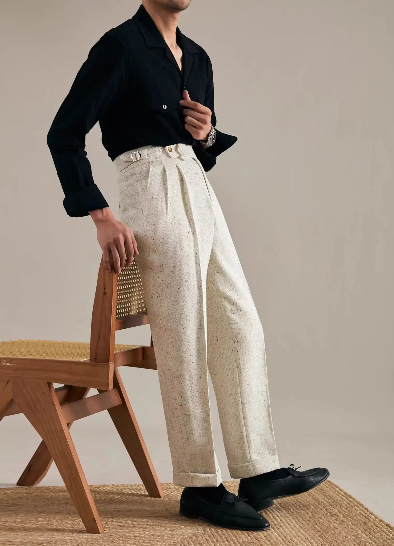 Classic Linen Pleated Trousers