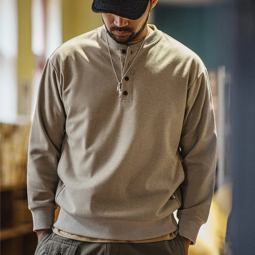 Clean-fit Henley Sweatshirt