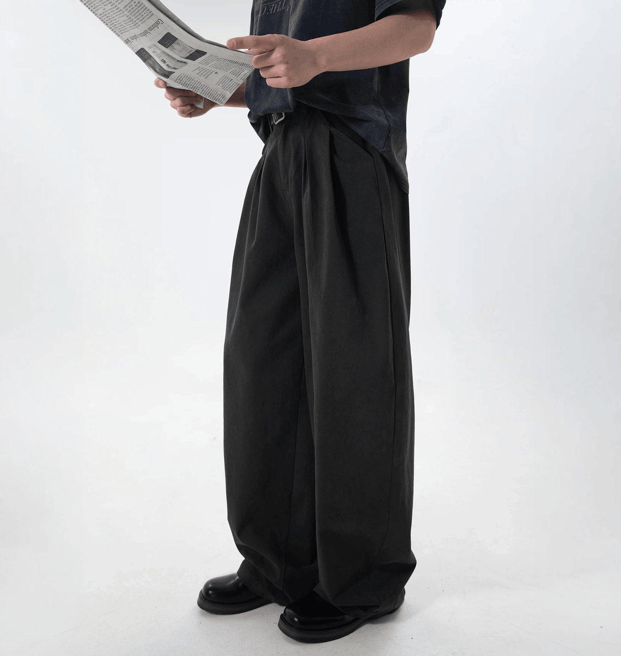 Double Pleated Wide Leg Trousers