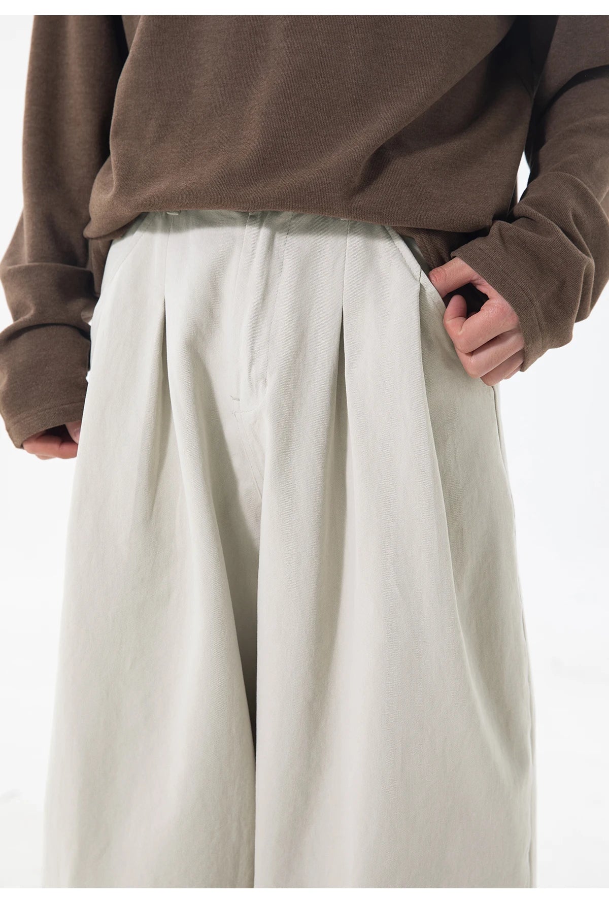Double Pleated Wide Leg Trousers
