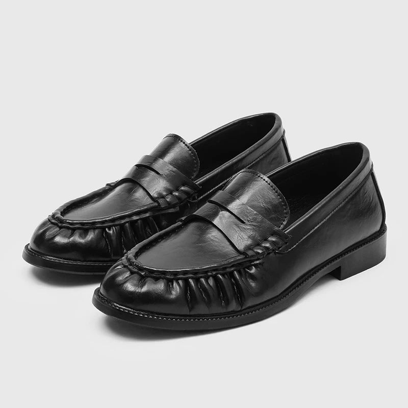 Garosu Ruched Toe Leather Loafers